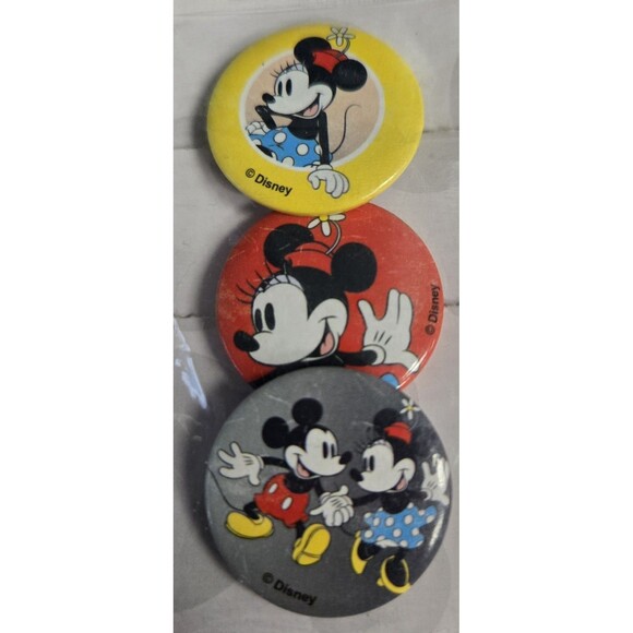 6 Disney Mickey Minnie Mouse Mini Button Pins Set Lot New Backpack Jacket Hat - Picture 3 of 4